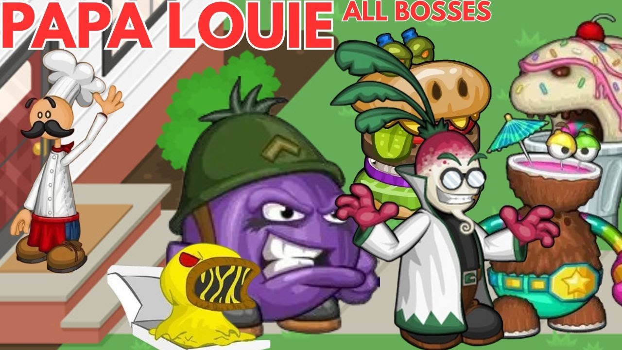 Papa Louie (games 1,2,3) - All bosses (with Papa Louie)