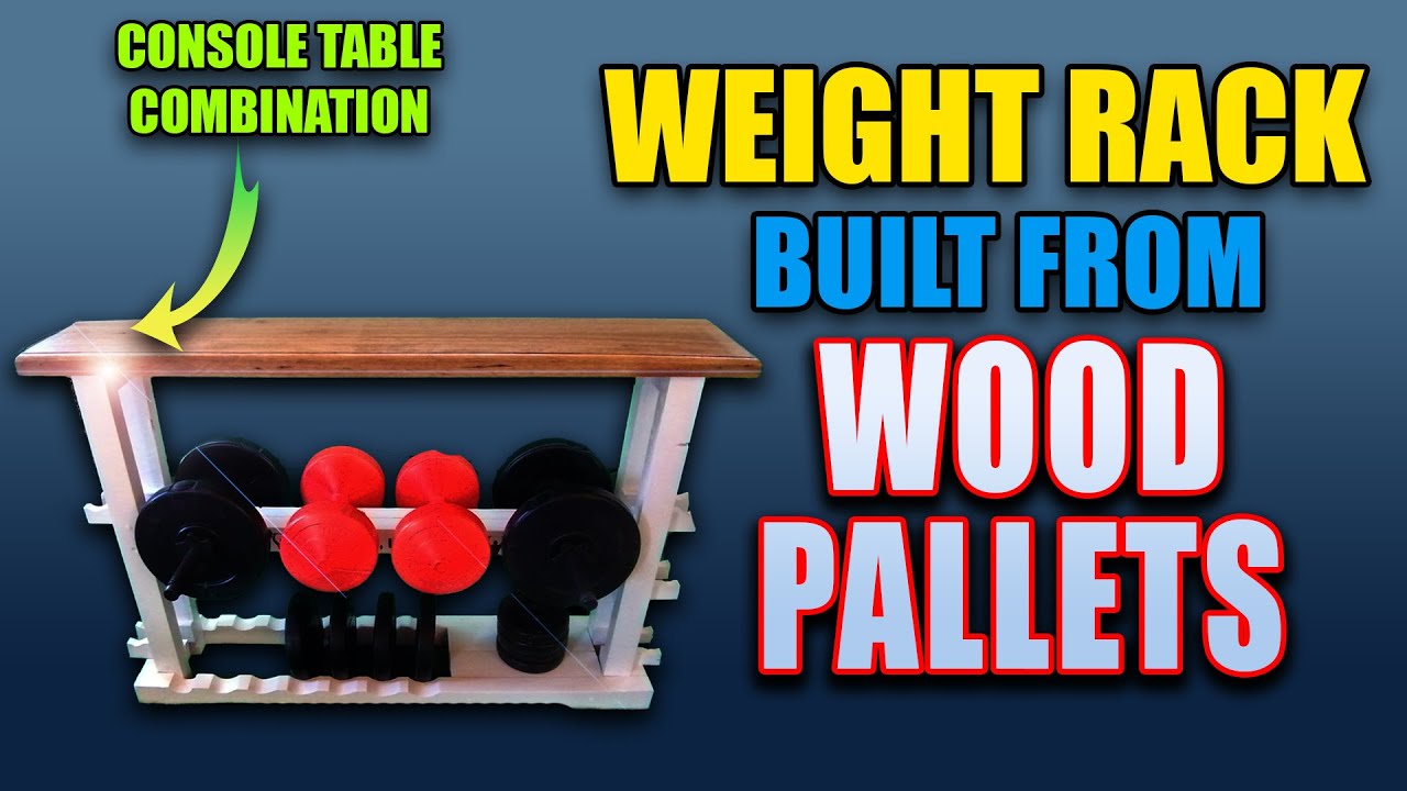 DIY WEIGHT RACK MADE OUT OF WOOD PALLETS