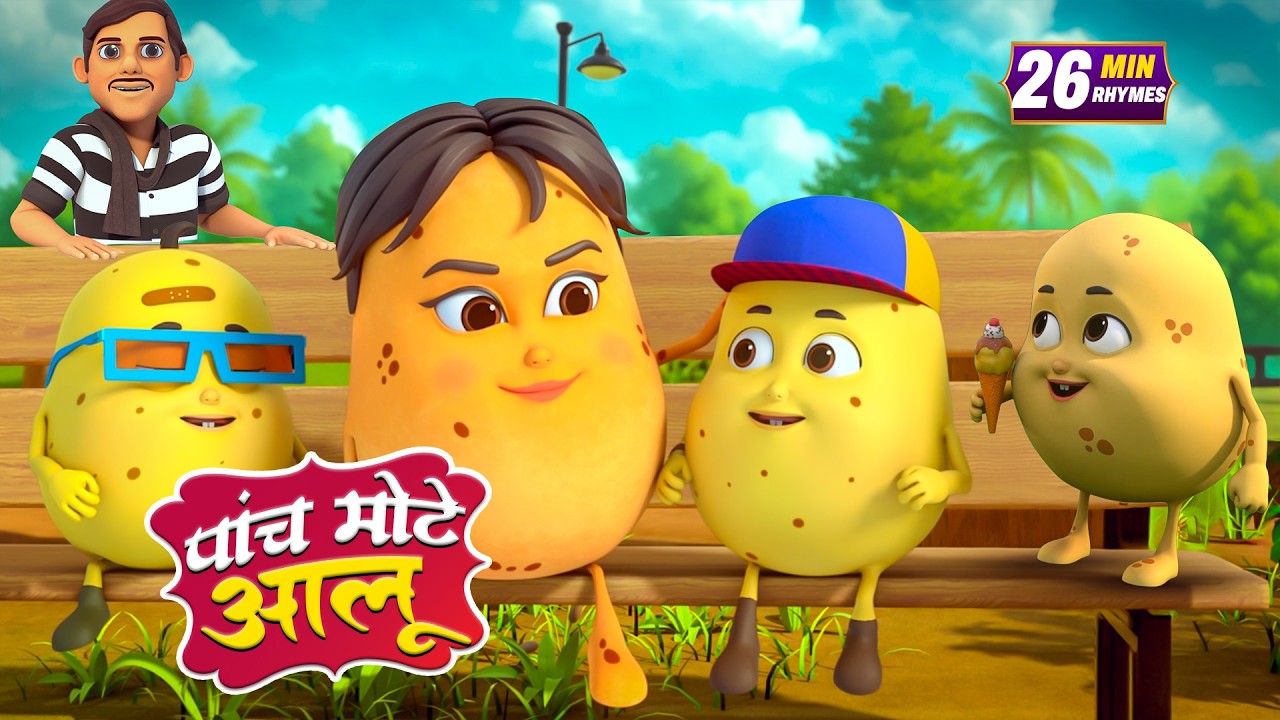 पांच मोटे आलू और रोमांचक नॉनस्टॉप राइम्स | 20 Minutes Non-Stop Hindi Rhymes | Bal Geet Studio