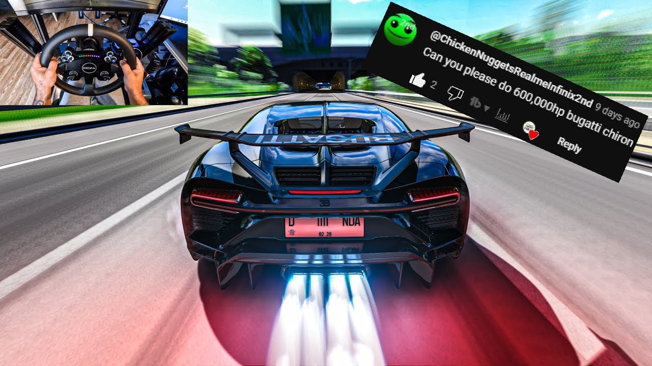 CRAZY FAST 611162HP Bugatti Chiron Pur Sport - Assetto Corsa | Moza R9