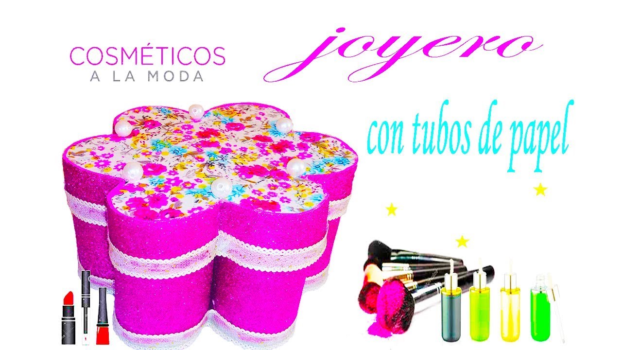 Manualidades sencillas | joyero con tubos de papel | como hacer un joyero de papel
