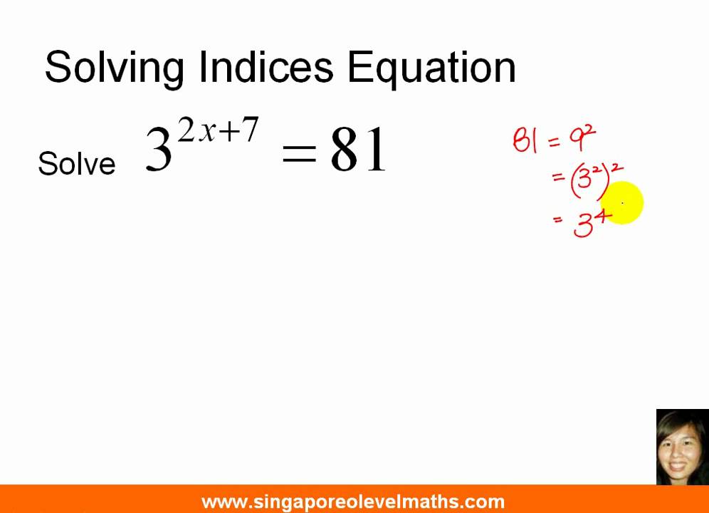 GCE O-Level E-Maths: Solving Indices Equation