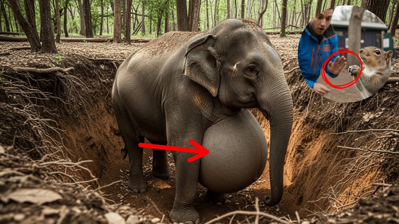 Animal Rescue - Squirrel Begs For Help To Save Pregnant Elephant Trapped In Pit | RescueNet