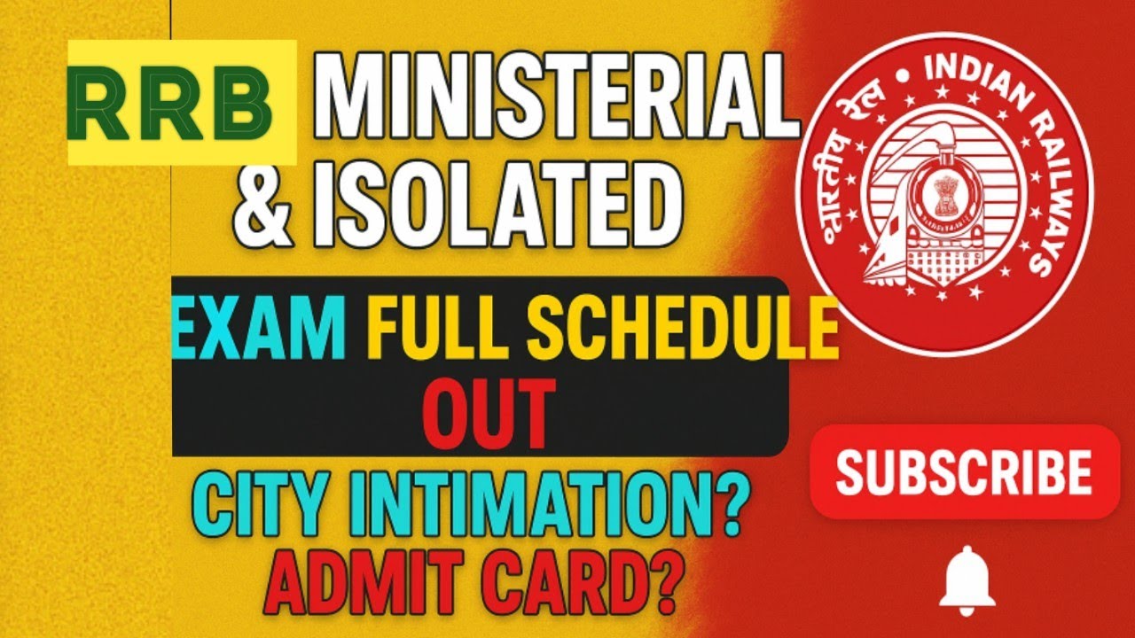 RRB MINISTERIAL ISOLATED EXAM SCHEDULE OUT, RRB MINISTERIAL & Isolated catagories exam date #rrb 