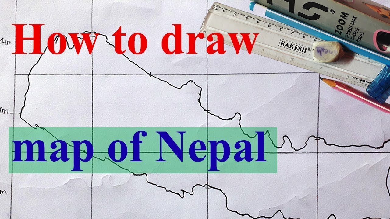 How to draw map of Nepal? | EP 1: Pencil outline map of Nepal | GRID | EASY MAP WORK OF NEPAL