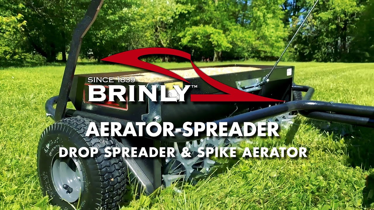 The Brinly Spike Aerator & Drop Spreader Combo Attachment