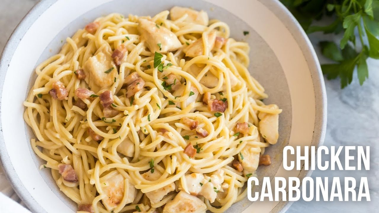 Chicken Carbonara: easy, creamy chicken pasta recipe! | The Recipe Rebel
