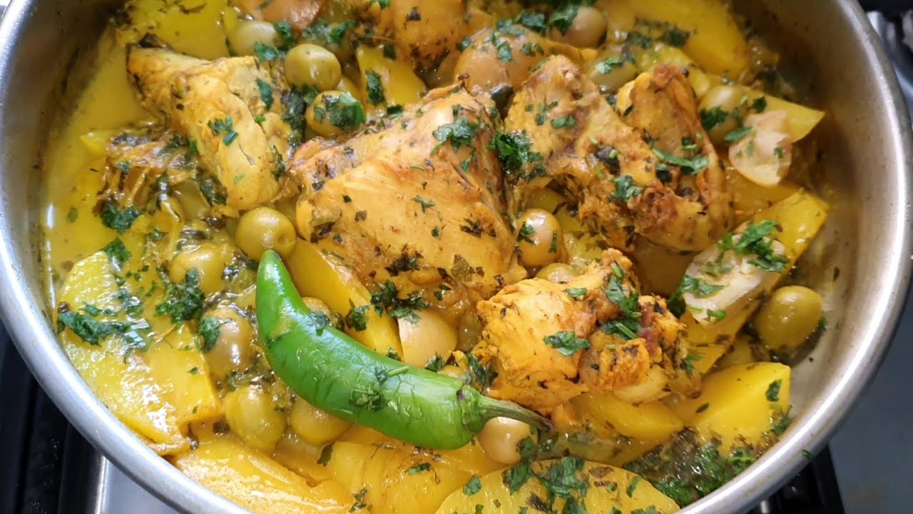 دجاج بالبطاطس والزيتون معشوقة الجماهير، مرقة الدجاج بالبطاطس والزيتون،😋بطريقة جد سهلة للمبتدءات
