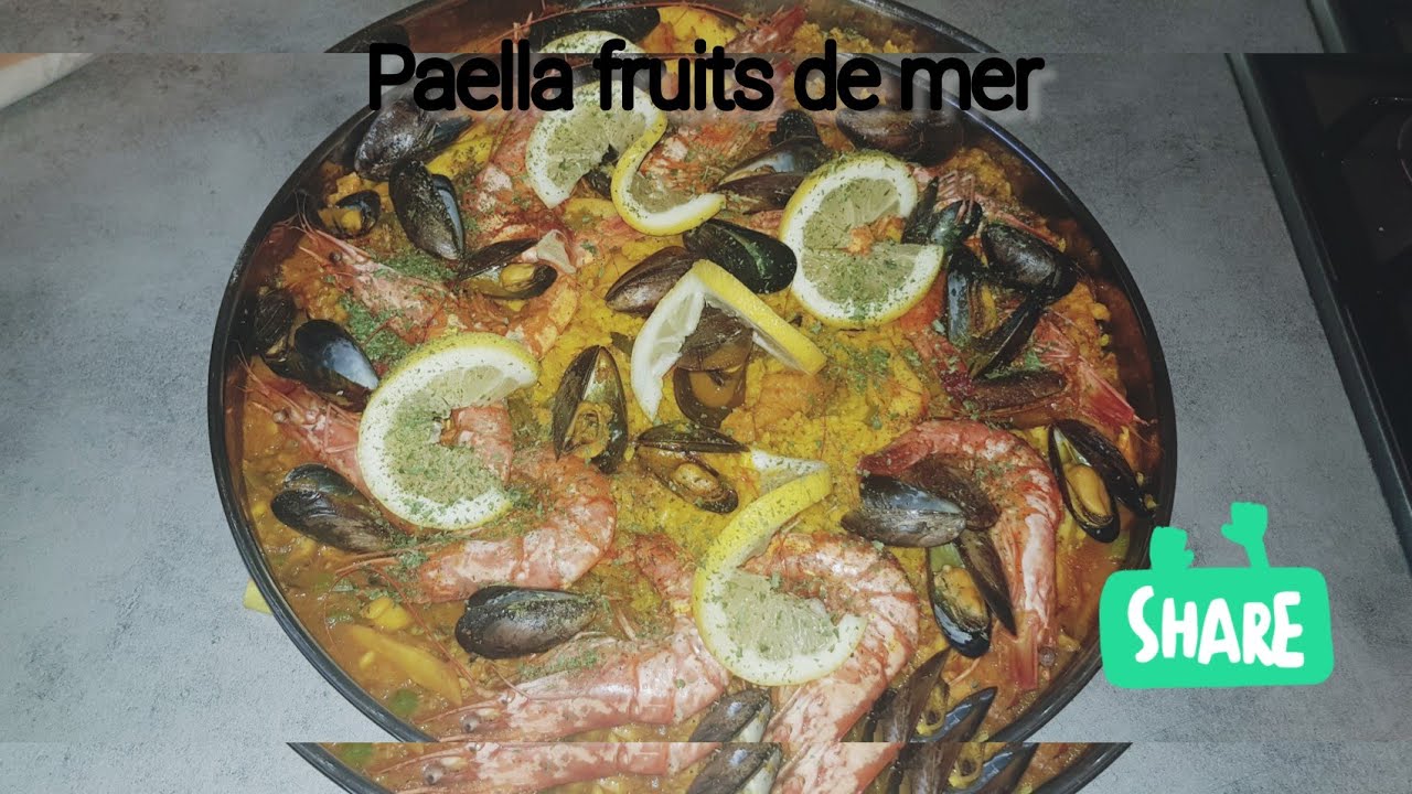 Majestueuse paella fruits de mer le régal de ce soir essayez la 👍بايلة ملكية بفواكه البحر 😋