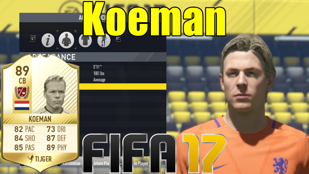 FIFA 17 - Koeman - Virtual Pro Look A Like Tutorial ( with Stats )