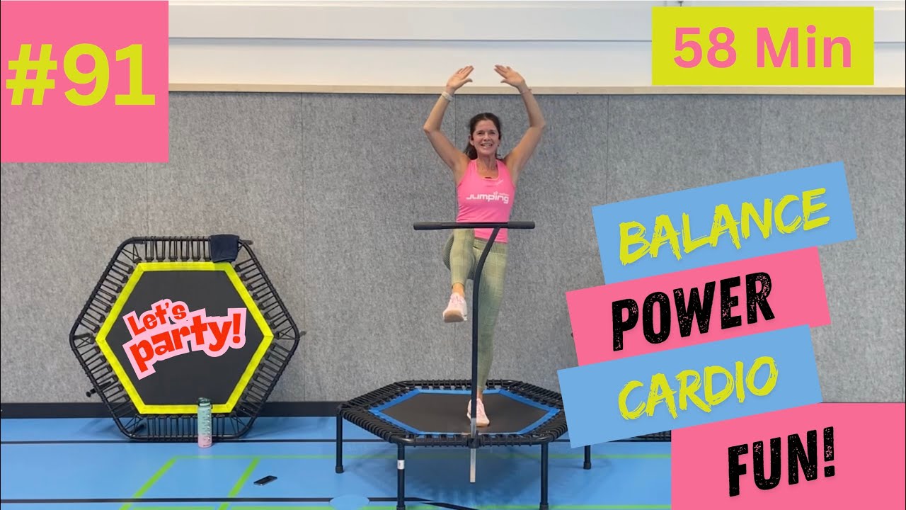 #91 Jumping Fitness mit Christina 58 Min. Jump & Balance & Power Rebounder Workout Trampolin