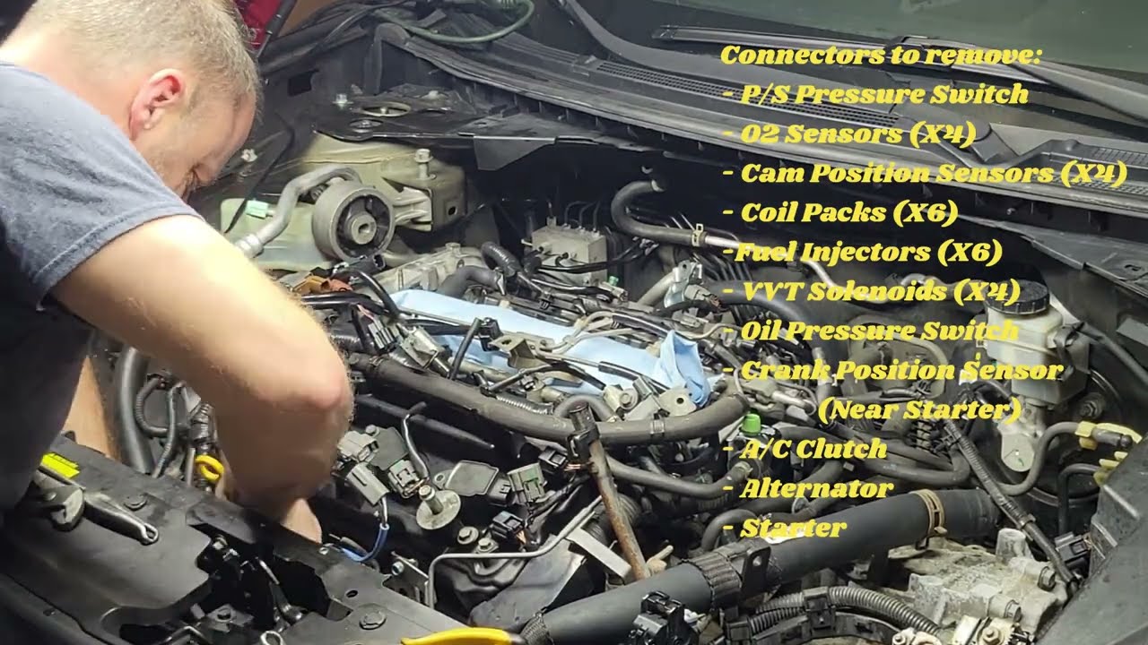 2010 Maxima Engine Removal From The Top Part 1