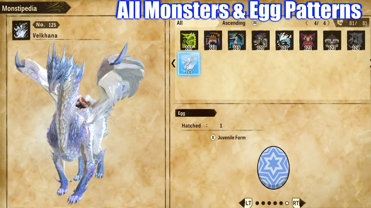 MHS2 All Monsters & Monstie Egg Patterns (Monstipedia) - Monster Hunter Stories 2