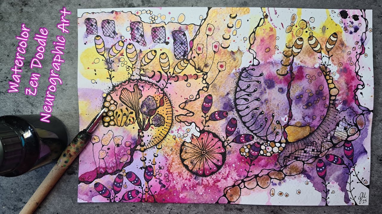 Intuitives Malen | Watercolor | Zen Doodle | Neurographic Art - Step by Step - 001