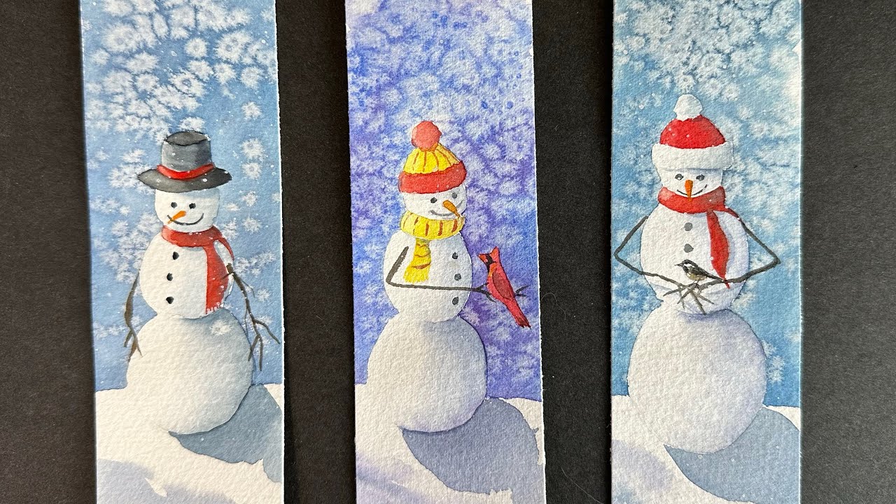 Paint a Snowman Bookmark with Watercolors!