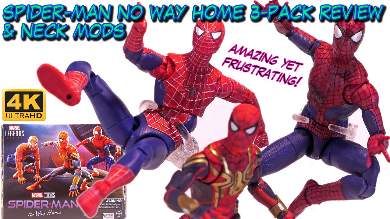 Spider-Man No Way Home Three Pack Unboxing Review & Neck Mods Hasbro Pulse Exclusive Marvel Legends