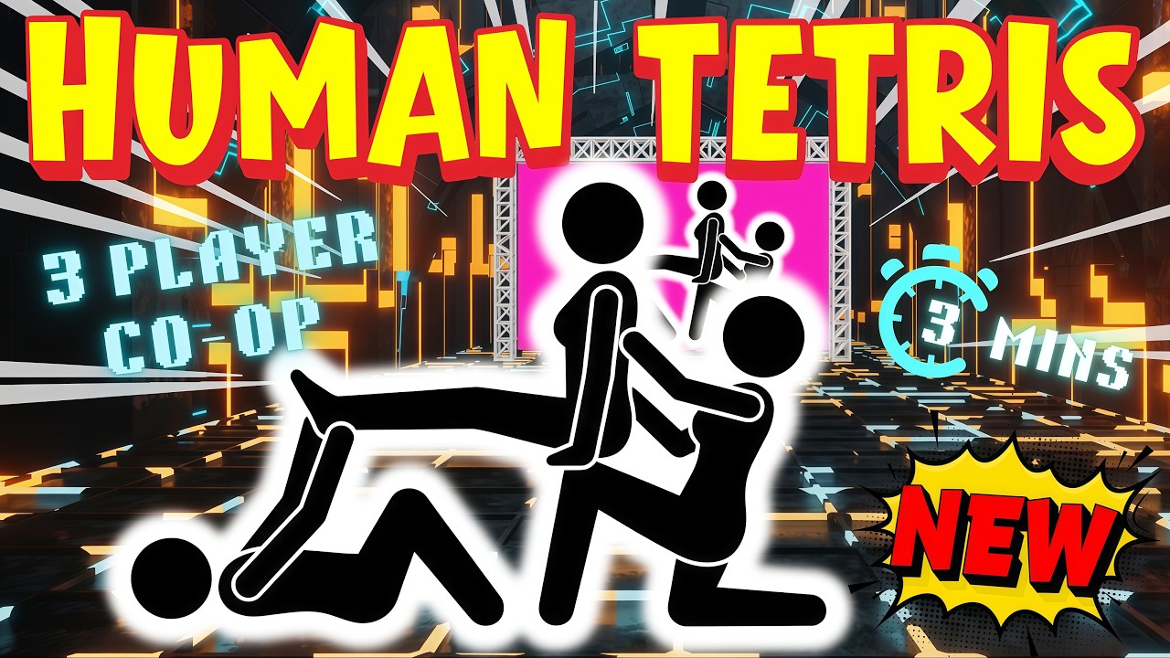 Human Tetris 3 Player Co-op | Can Your Team Survive The Final Wall? 🧩🔥