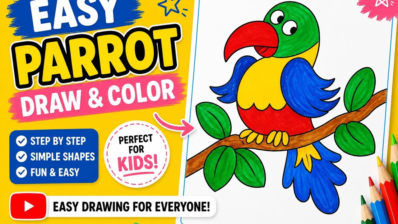 Easy way of coloring | Birds and Parrot 🦜 #drawingforkids  #coloring #watercolorpainting