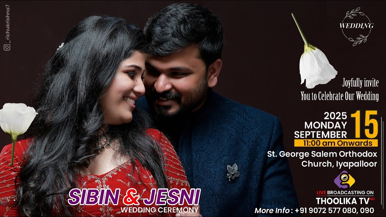 SIBIN & JESNI || WEDDING CEREMONY || LIVE ON : 15- 09- 2025 | THOOLIKA TV +919072577080, 090