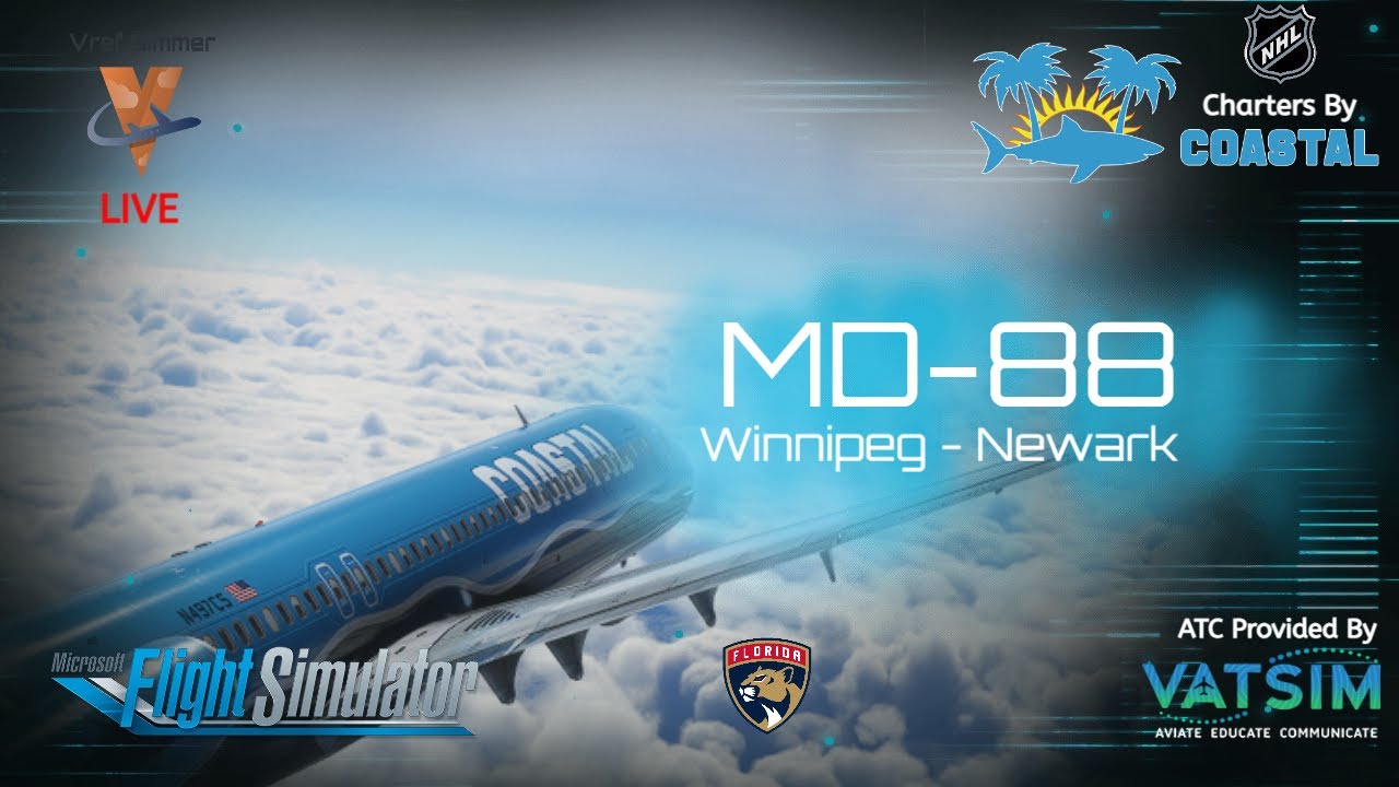 MSFS LIVE | Leonardo MD-88 Realistic Ops | CYWG - KEWR | Coastal Airways NHL Charters