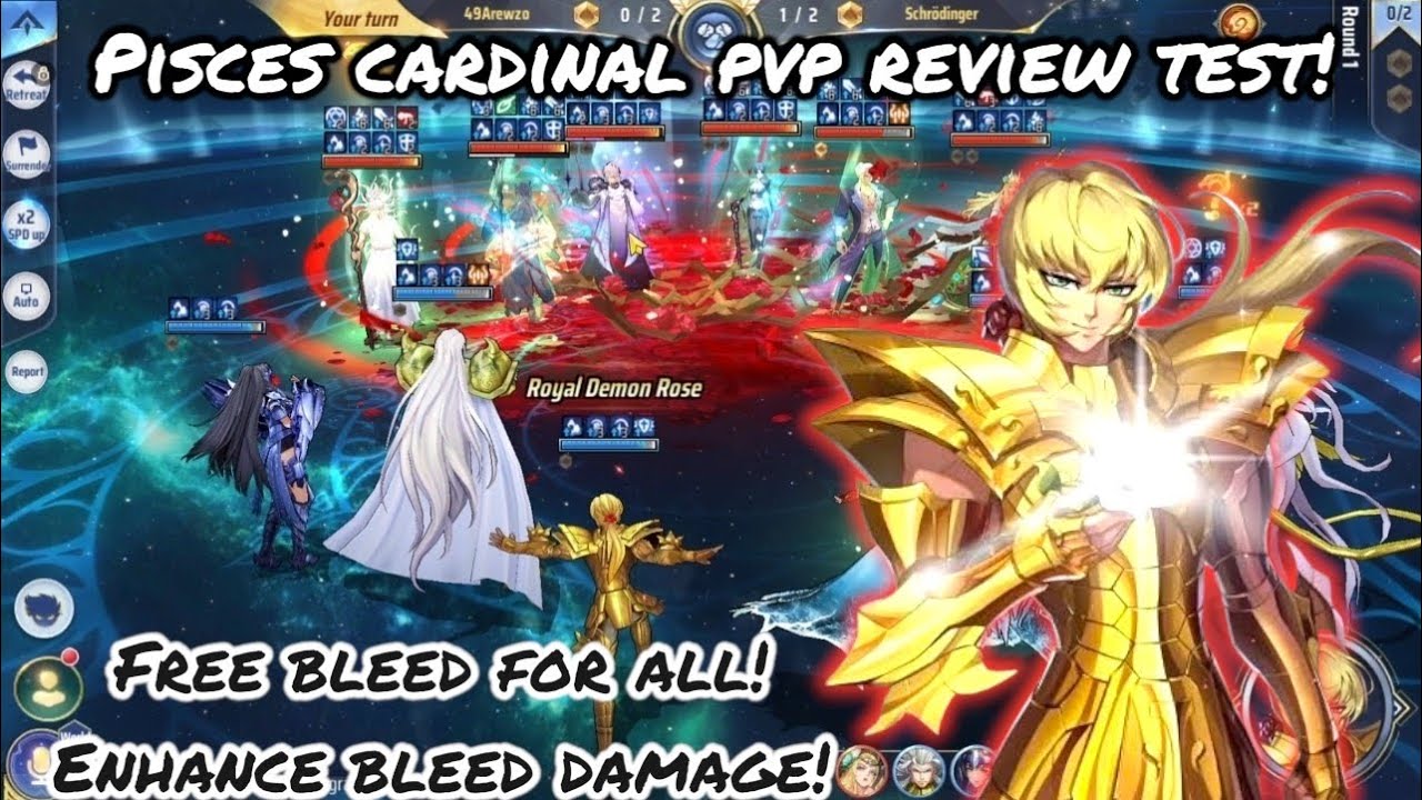 Saint Seiya: Awakening (KOTZ) - Pisces Cardinal Review Test PvP! Bleed for All! Enhance Bleed DMG!