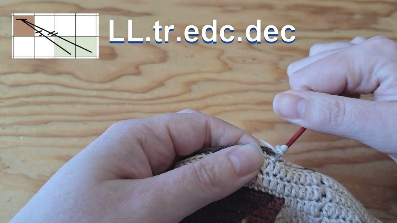 Mosaic Crochet Left Leaning (Treble Crochet/Extended Double Crochet) Decrease - LL tr edc dec