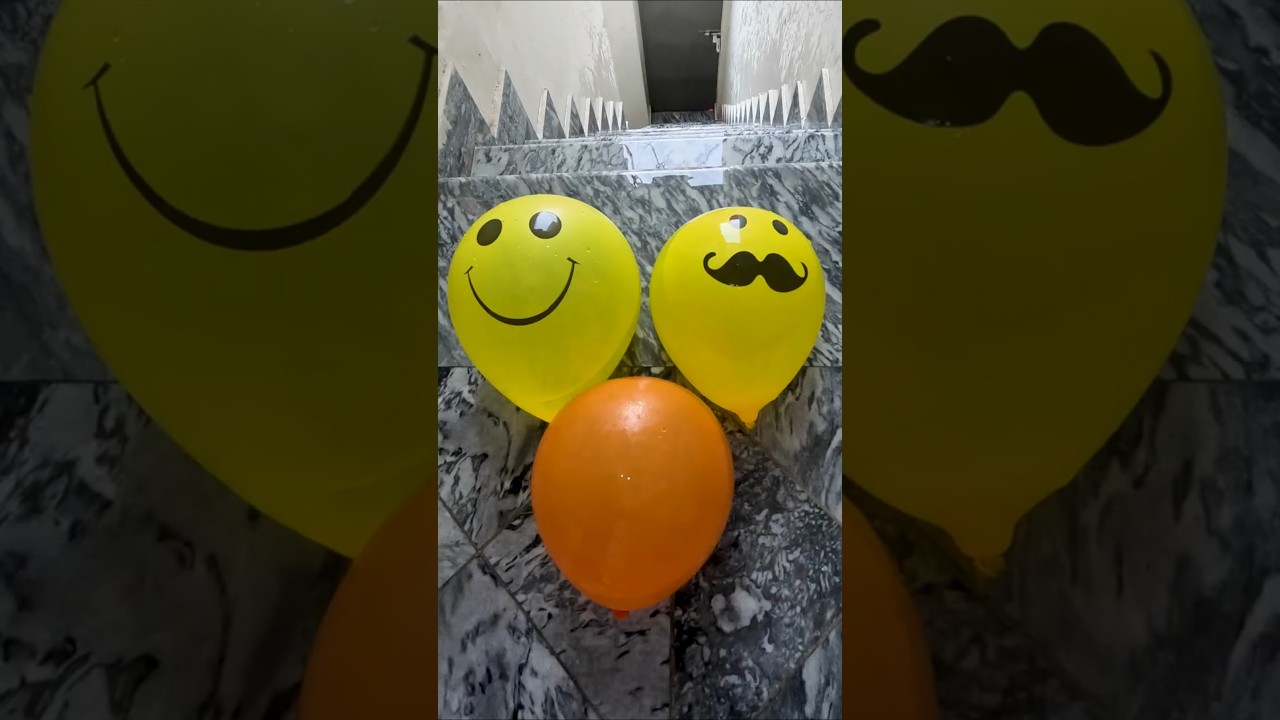 POV: Yellow Smiley Balloon VS Yellow Mustache VS Orange Plain Balloon Drop Test💦🎈| ASMR  in 4K