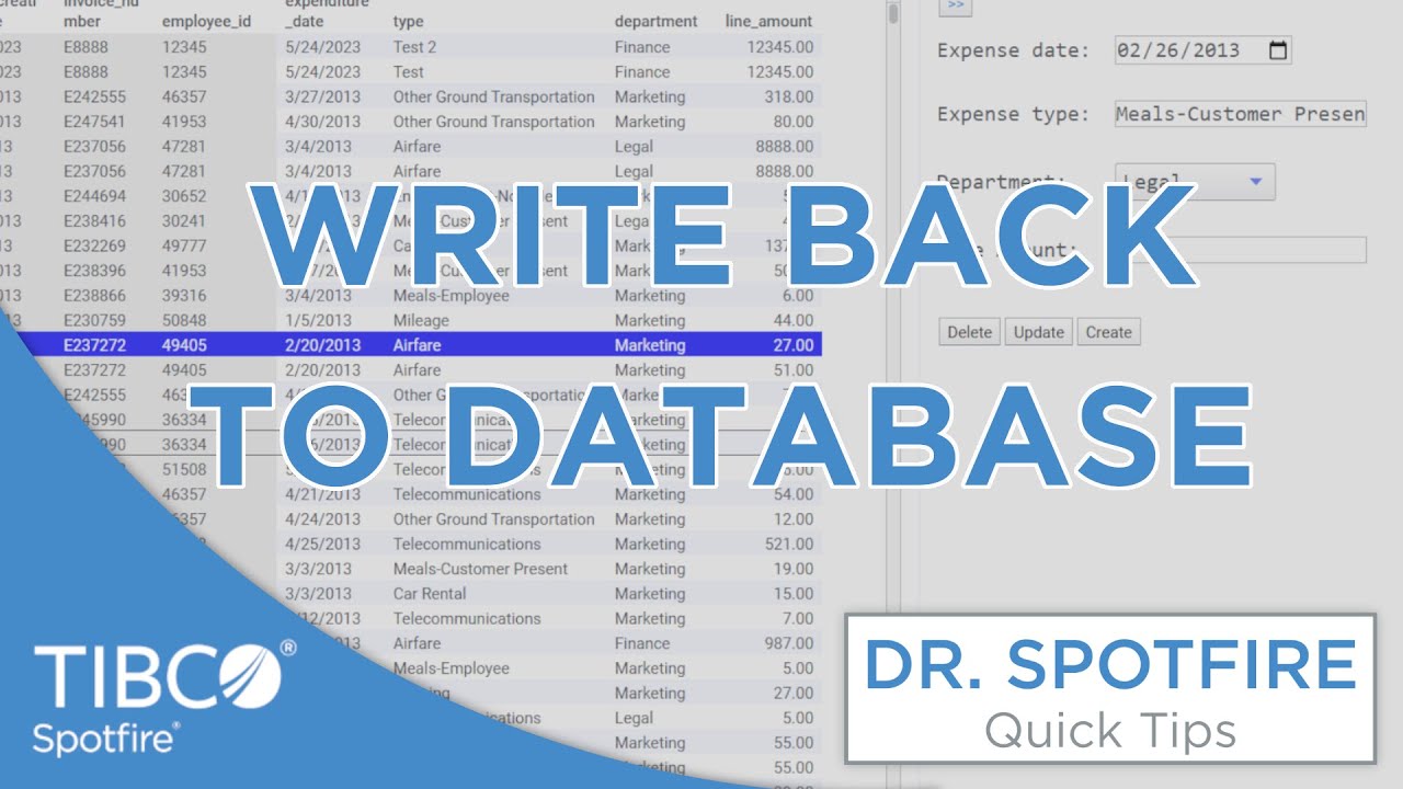 Write Back to Database using Spotfire Information Links