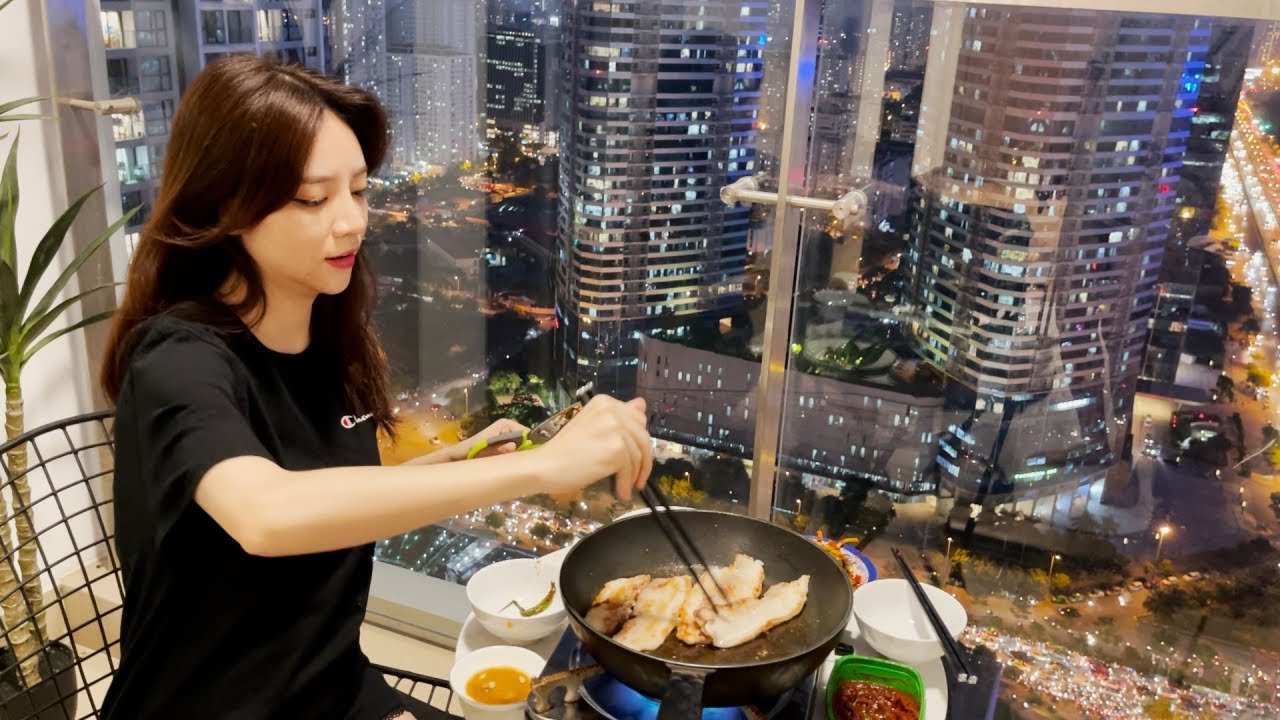 베트남 하노이 5성급 호텔뷰 신혼집에서 대환장 삼겹살 파티