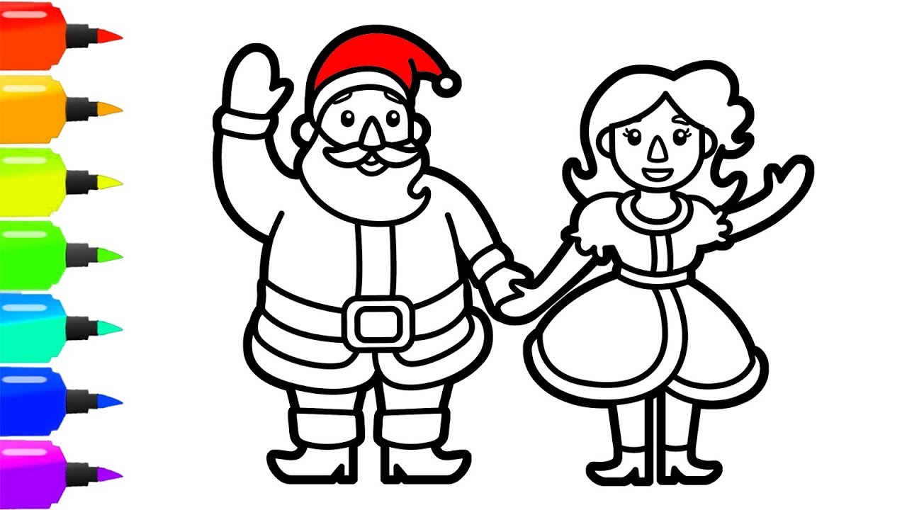 How to Draw Santa Claus with his Wife for Christmas - Santa's Cute Animation
