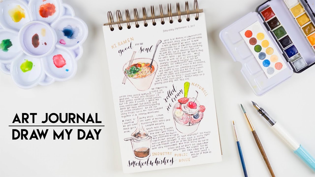 Journal With Me · Drawing My Day + Speed Painting of Food