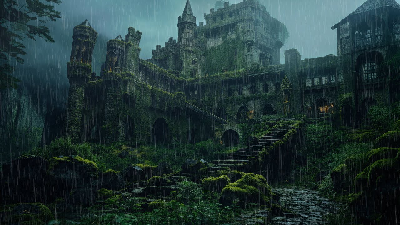 Fall Asleep With Relaxing Sounds Of Rain And Thunder in Abandoned Castle | Sleep, Relax, Study