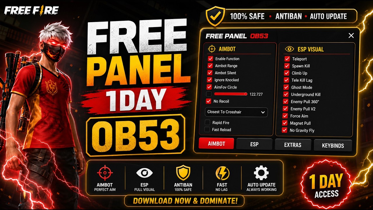 NEW PC PANEL UPDATED OB53💻 PANEL FOR FREE AIMBOT FREE FIRE 🎯  silent aimbot |100% SAFE AND ANTIBAN ✅