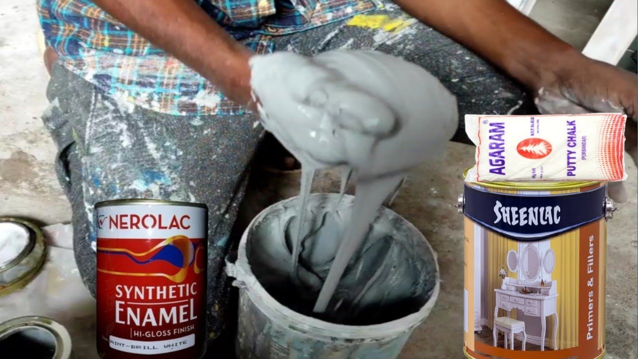 how to mixing gray putty, k p f putty applaying,  మక్కు యేల పెటాలి, # putty, #indian