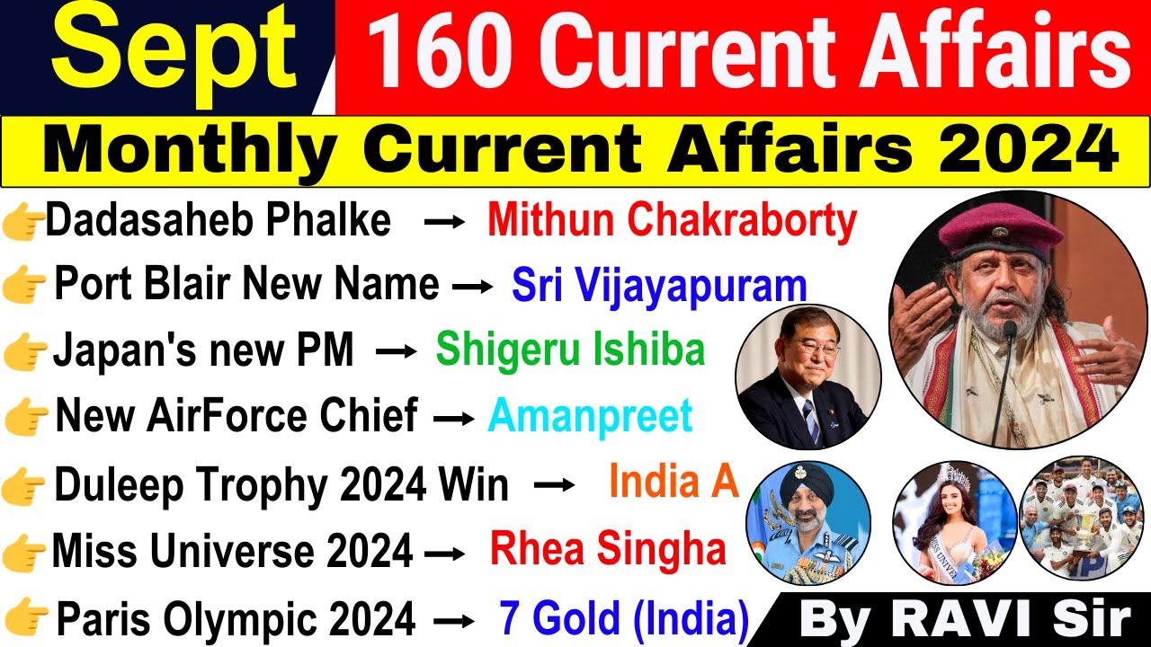 September 2024 Monthly Current Affairs | Current Affairs 2024 | Monthly Current Affairs 2024 Update