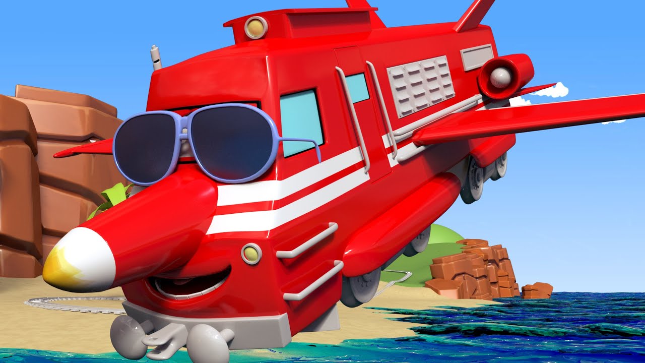 Troy The Train -  The JET PLANE saves Tina at the top of the mountain!  - Car City ! Train Cartoons