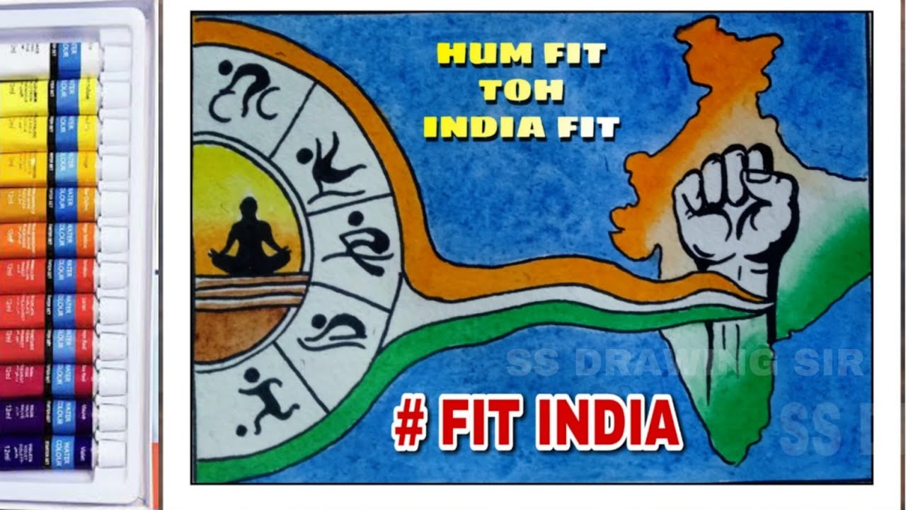 Freedom from Sedentary lifestyle Drawing #3 | Fit India Painting With watercolor
