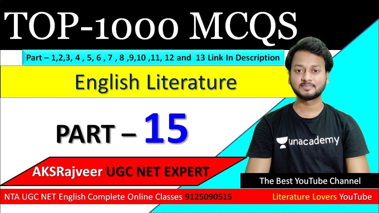 UGC NET/JRF English 1000 MCQs Part - 15 ENSURE JRF with AKSRajveer Literature Lovers