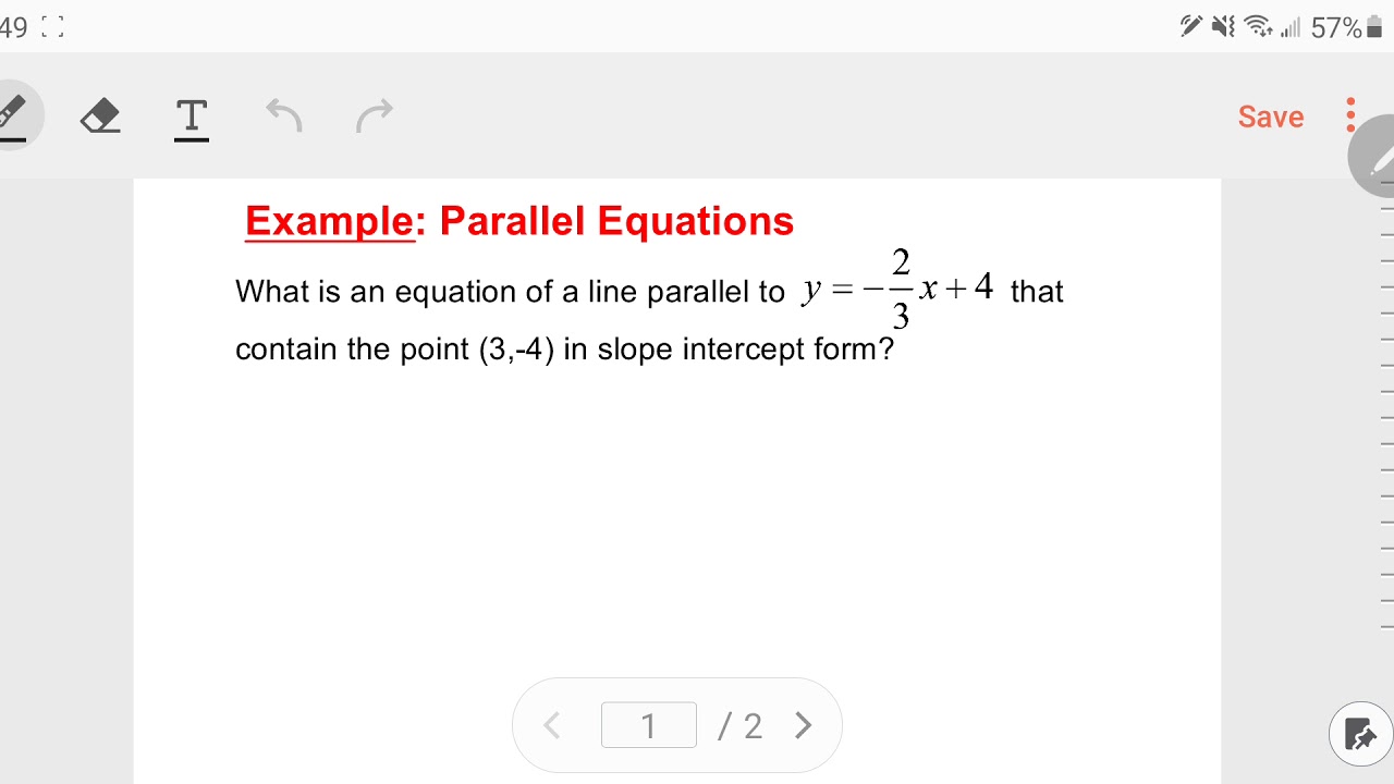 Write Parallel and Perpendicular Equations in Slope Intercept Form