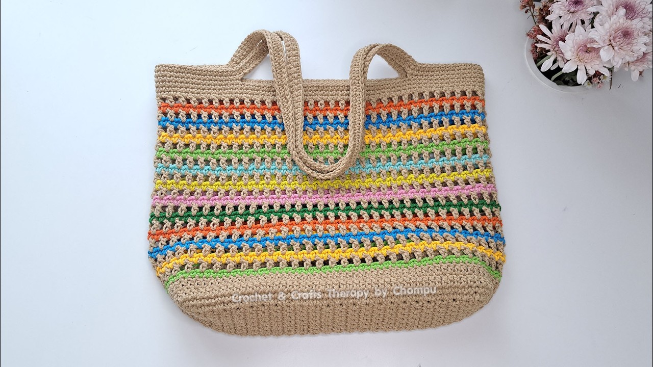Wonderful! Colorful Crochet Bag. Crochet bag ideas from scrap yarn | Toh Handmade