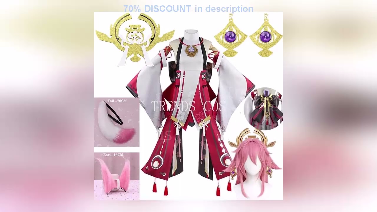 A must-have product! Yae Miko Full Set Guuji Yae Cosplay Costume Wig Earning Headwear Ears Tail fo