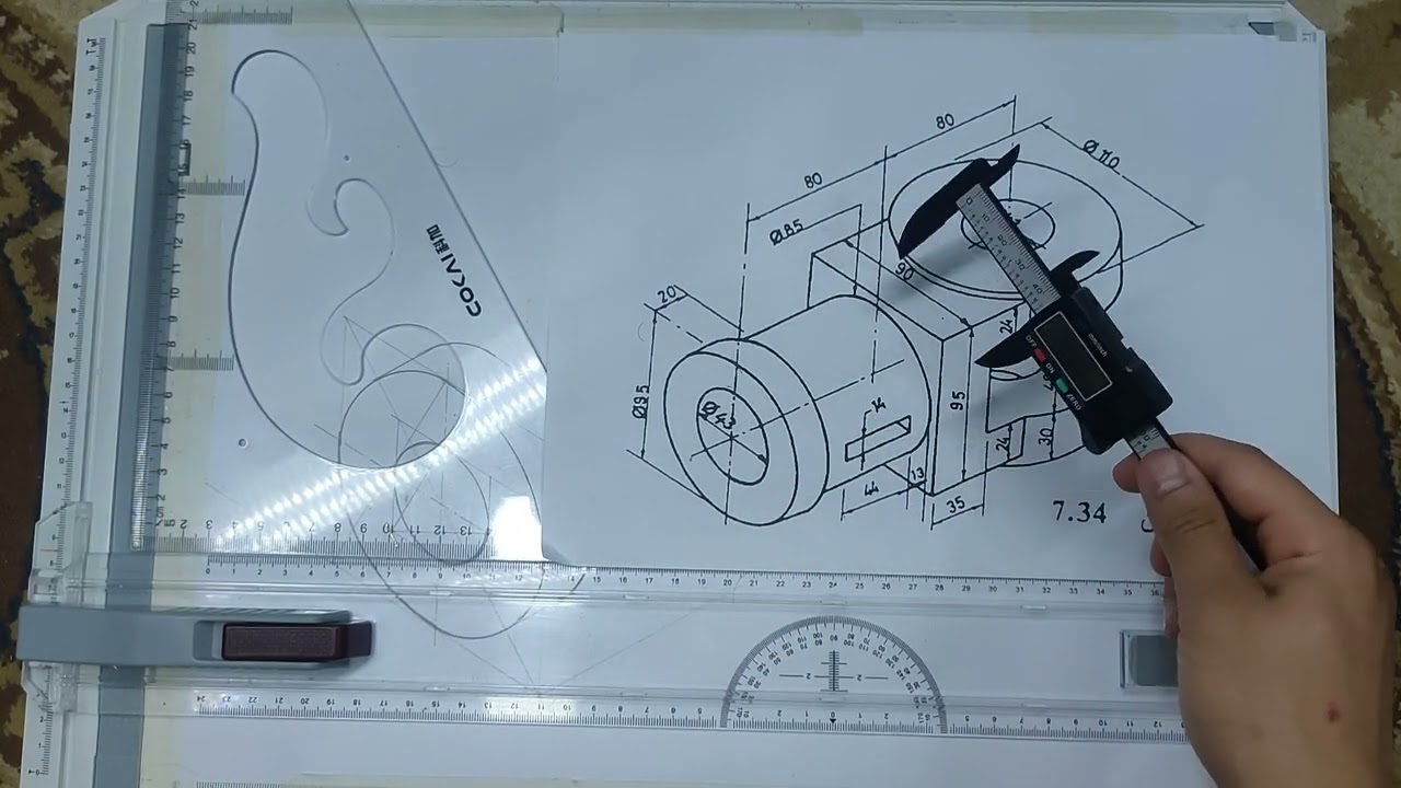 رسم ايزومترك تمرين 7.34  جزء 3
