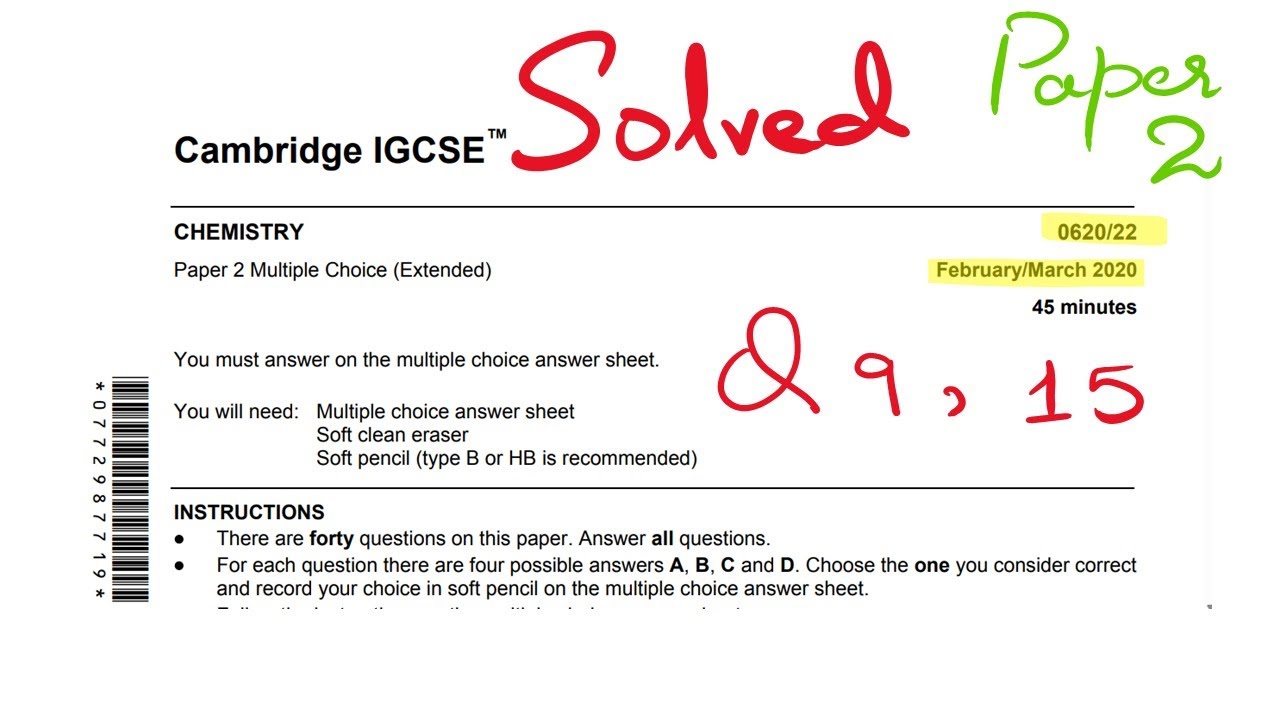 IGCSE Chemistry| Past Paper 2 |Feb/March 2020 | 0620/22| Saad Anwar |Solved Paper