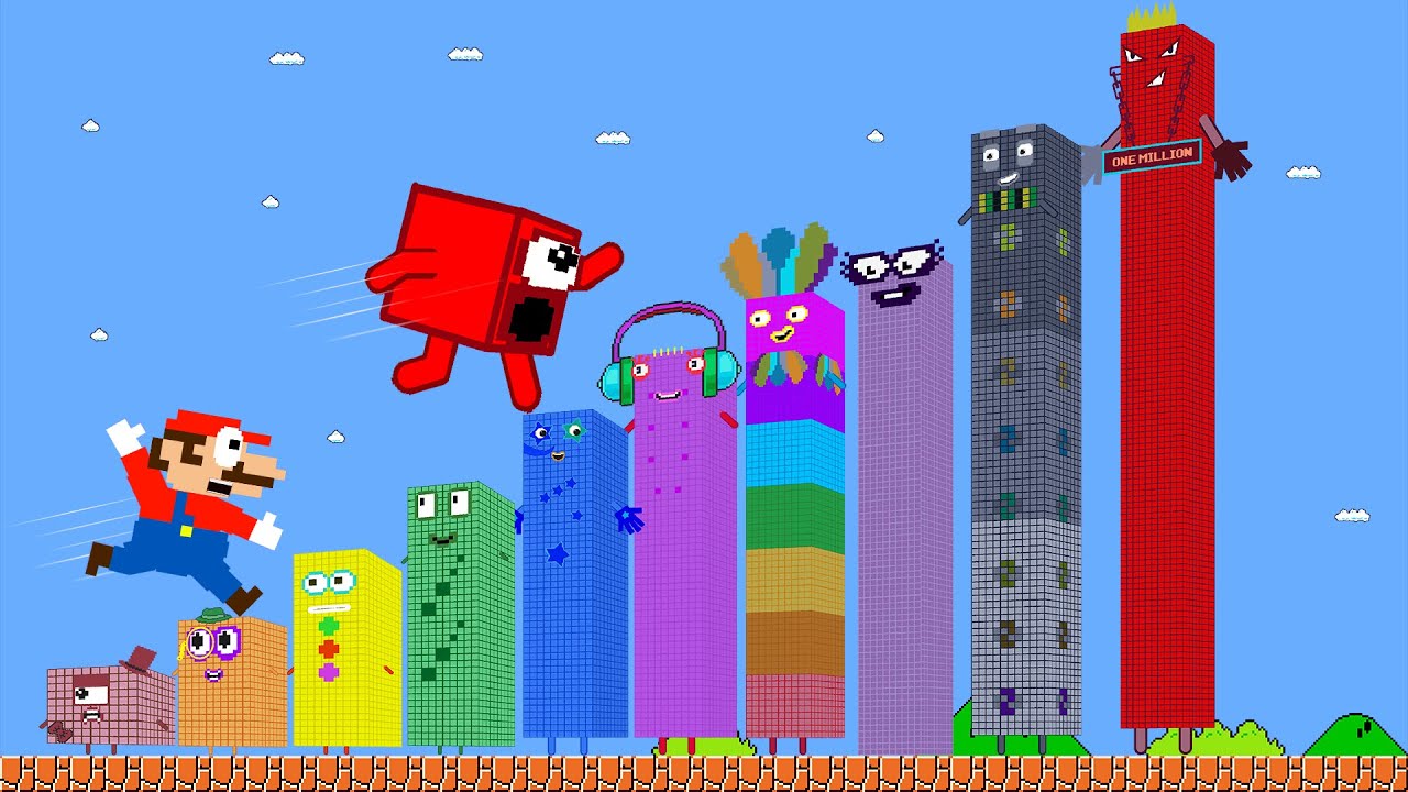Mario & Numberblocks 1 vs the Giant Biggest Zombie Numberblocks Maze | Game Animation