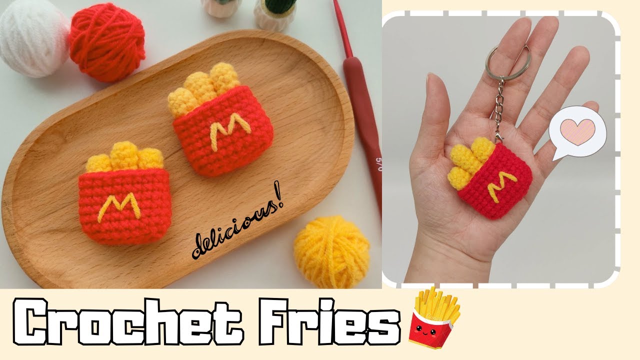 Crochet McDonald’s Style Fries Keychain – So Realistic! 🍟✨