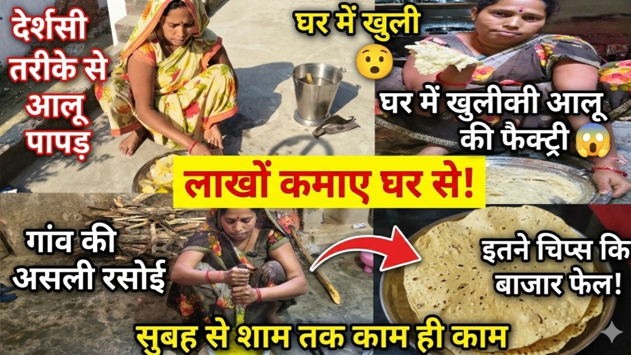 घर पर आलू चिप्स और आलू पापड़ कैसे बनाएं | पूरा देसी तरीका | @Deepakvlogger41