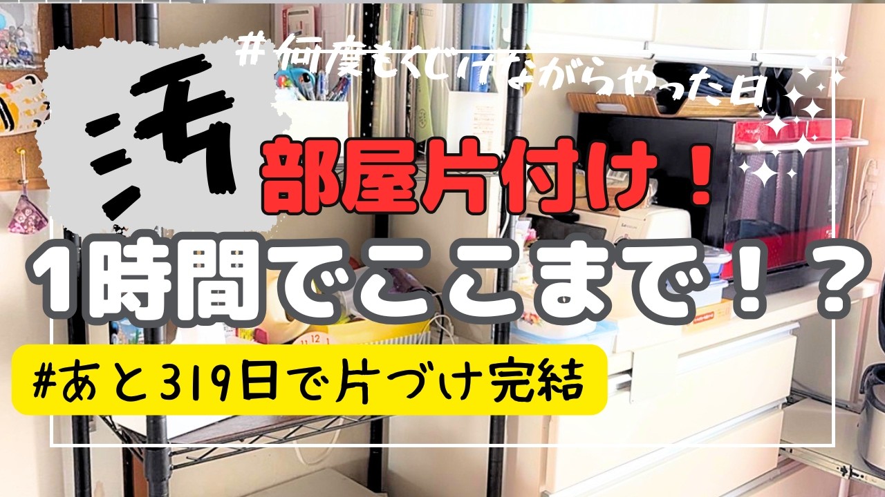 【ズボラ主婦】1時間でここまで片づける！汚部屋を366日をかけて断捨離！！あと319日でスッキリしたお部屋に★断捨離/片付け/片付け苦手/ズボラ主婦/Vlog