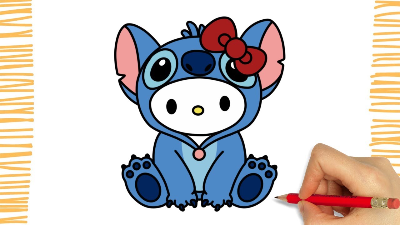 How To Draw STITCH HELLO KITTY I Easy