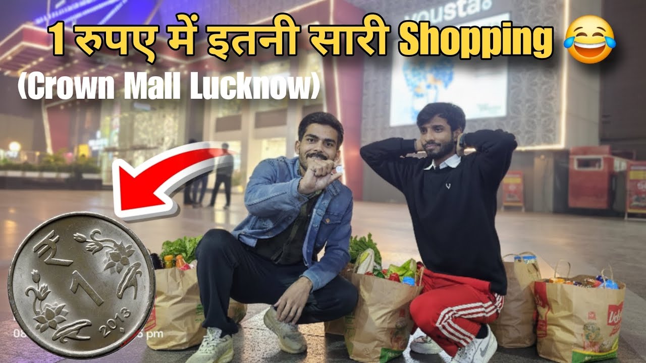 1 rupee shopping challenge in crown mall lucknow 😂 | Inox mall bbd University Lucknow 