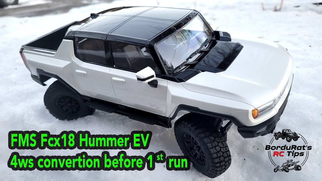 FMS Hummer EV 4 wheel steer conversion before first run. Fcx18 platform.